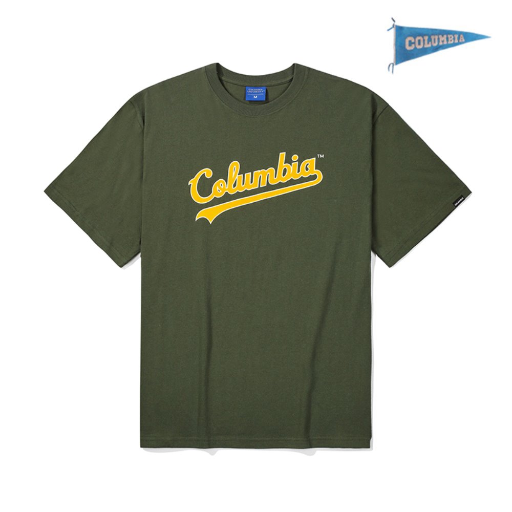 [컬럼비아 유니버시티] 컬럼비아 테일로고 티셔츠 카키