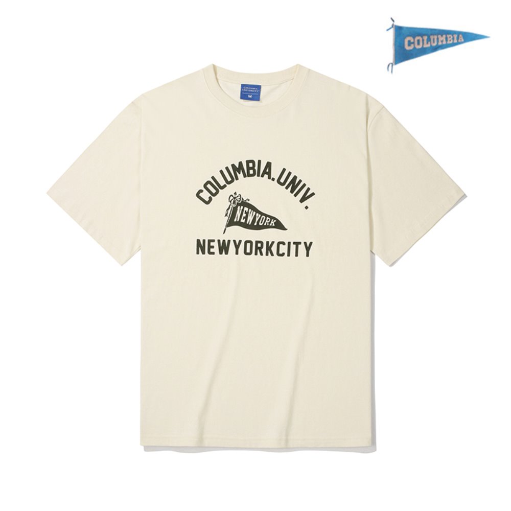 [컬럼비아 유니버시티] 60S 컬럼비아 플래그 반팔 티셔츠 크림