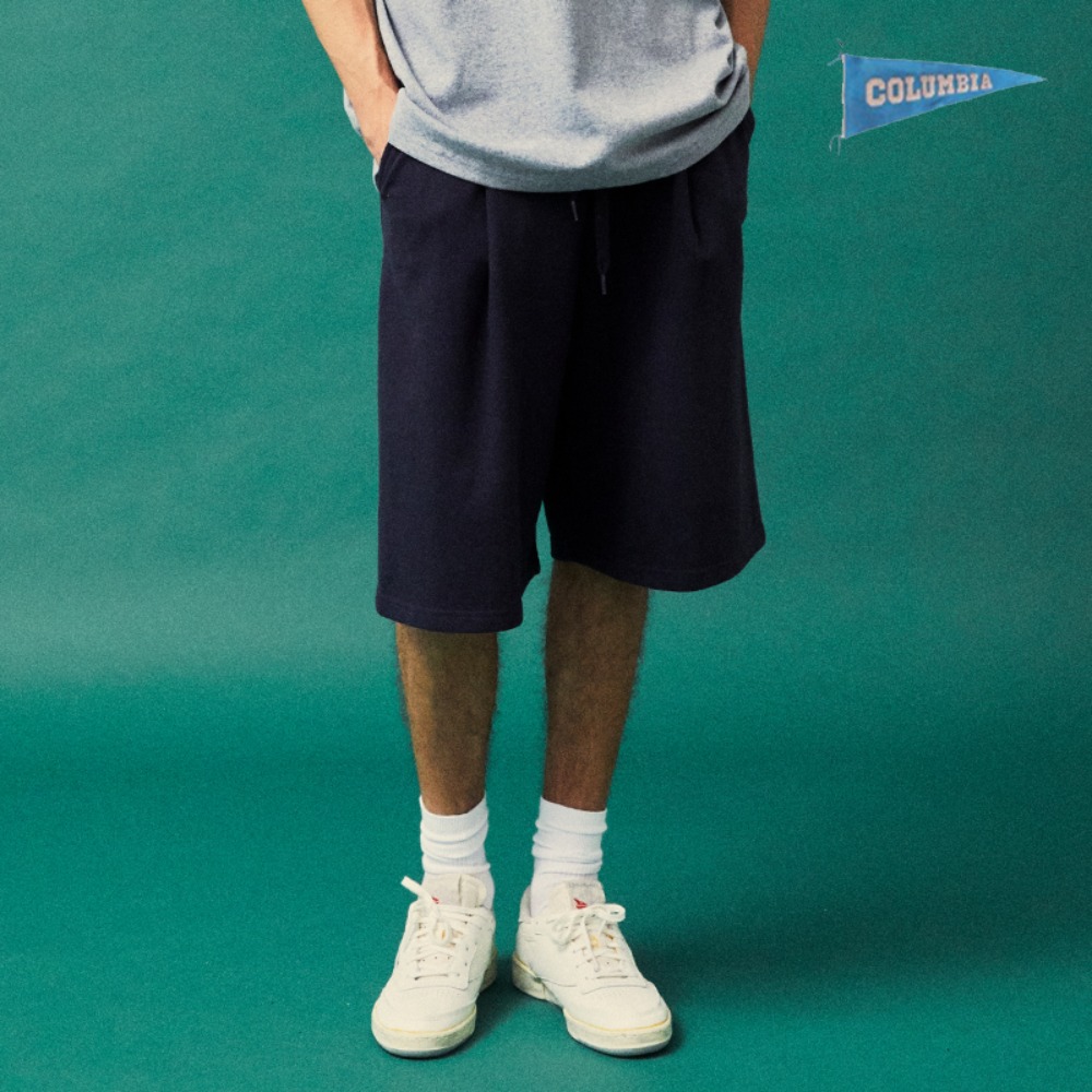 1754 CROWN WIDE FIT PINTUCK SHORTS PANTS 크라운네이비