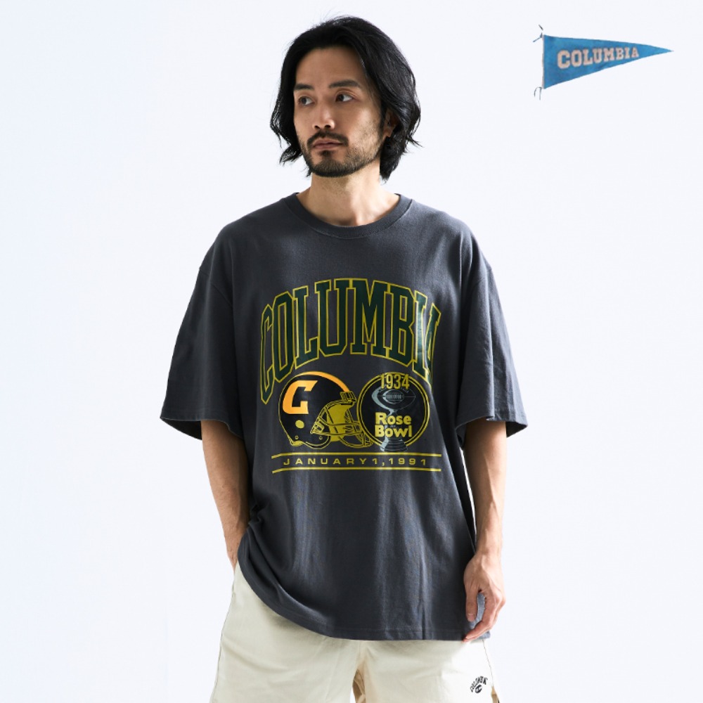[컬럼비아 유니버시티] 90S 로즈볼 풋볼 반팔 티셔츠 차콜