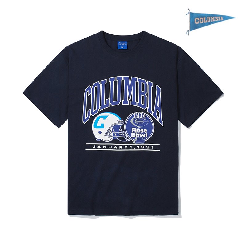 [컬럼비아 유니버시티] 90S 로즈볼 풋볼 반팔 티셔츠 네이비