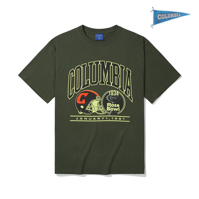[컬럼비아 유니버시티] 90S 로즈볼 풋볼 반팔 티셔츠 카키