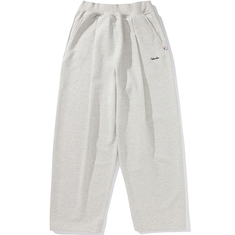 CU CLASSIC LOGO WIDE-FIT TERRY PINTUCK SWEATPANTS 오트밀